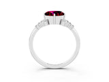 White gold Round Cut Garnet Ring with Side Stones and Four-Prong Setting_39