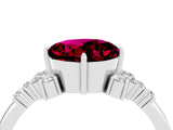 White gold Round Cut Garnet Ring with Side Stones and Four-Prong Setting_40
