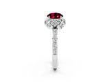White gold Round Cut Garnet Scalloped Halo Engagement Ring with Round Shared Prong Band_26