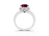 White gold Round Cut Garnet Scalloped Halo Engagement Ring with Round Shared Prong Band_27
