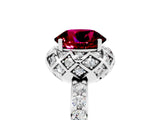 White gold Round Cut Garnet Scalloped Halo Engagement Ring with Round Shared Prong Band_29