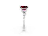 White gold Round Cut Garnet Scattered Round Accent Ring with Prong Setting_26