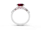White gold Round Cut Garnet Scattered Round Accent Ring with Prong Setting_27