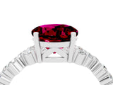 White gold Round Cut Garnet Scattered Round Accent Ring with Prong Setting_28