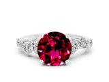 White gold Round Cut Garnet Scattered Round Accent Ring with Prong Setting_30