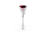 White gold Round Cut Garnet Scattered Round Accent Ring with Prong Setting_32