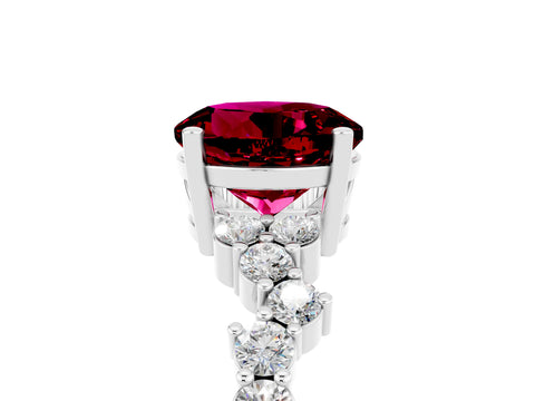 White gold Round Cut Garnet Scattered Round Accent Ring with Prong Setting_35