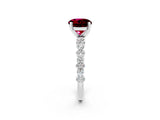 White gold Round Cut Garnet Side Stone Solitaire Ring with Round  and Four-Prong Setting_50