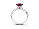 White gold Round Cut Garnet Side Stone Solitaire Ring with Round  and Four-Prong Setting_51