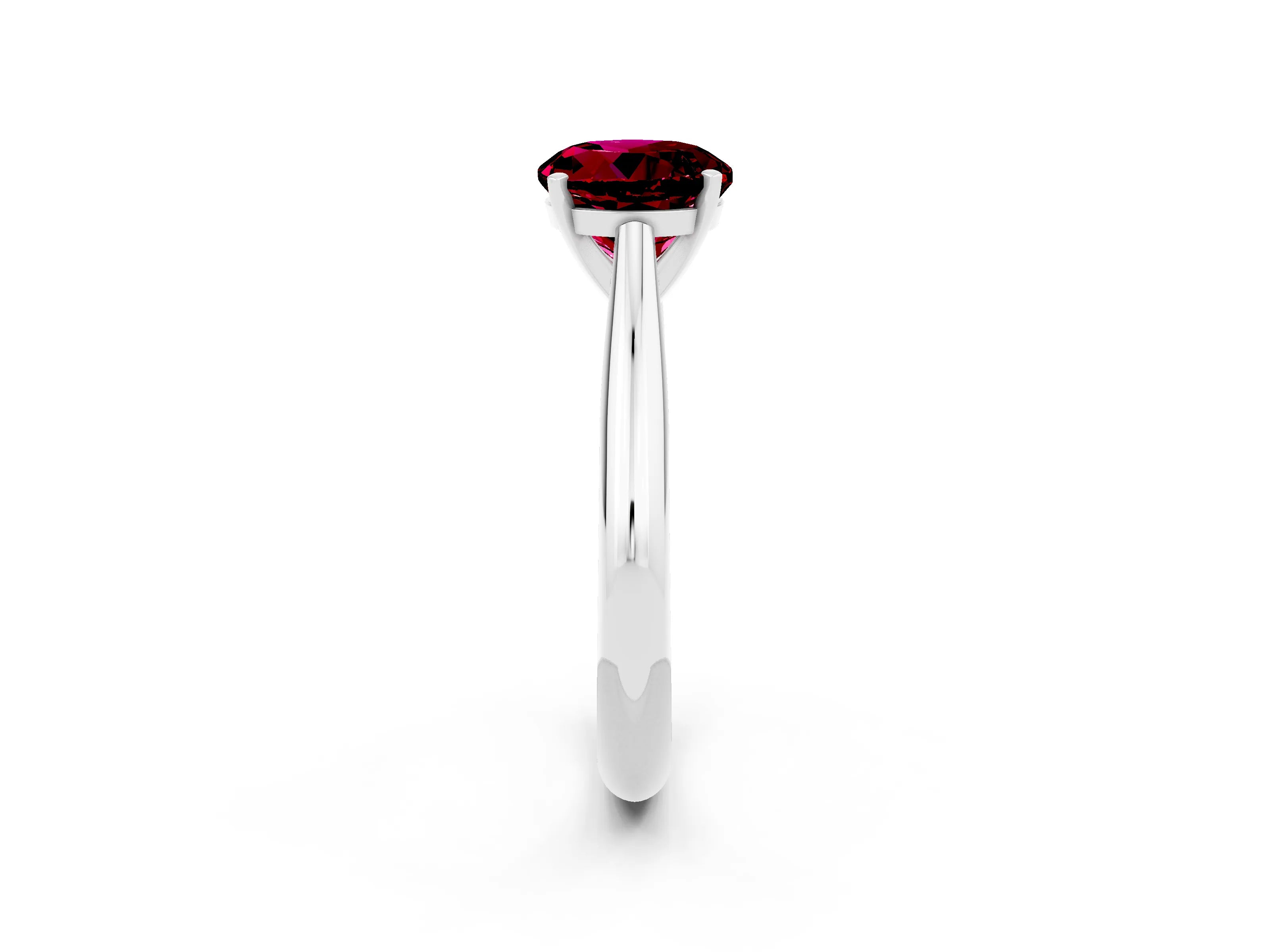 White gold Round Cut Garnet Solitaire Engagement Ring with Cathedral Setting and Four-Prong Mount_14