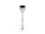 White gold Round Cut Garnet Solitaire Engagement Ring with Celtic Knot Band and Four-Prong Setting_2