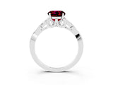 White gold Round Cut Garnet Solitaire Engagement Ring with Celtic Knot Band and Four-Prong Setting_3