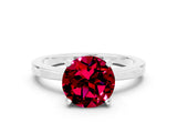 White gold Round Cut Garnet Solitaire Engagement Ring with Classic Band and Four-Prong Setting_24