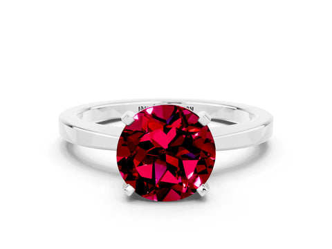 White gold Round Cut Garnet Solitaire Engagement Ring with Classic Band and Four-Prong Setting_24