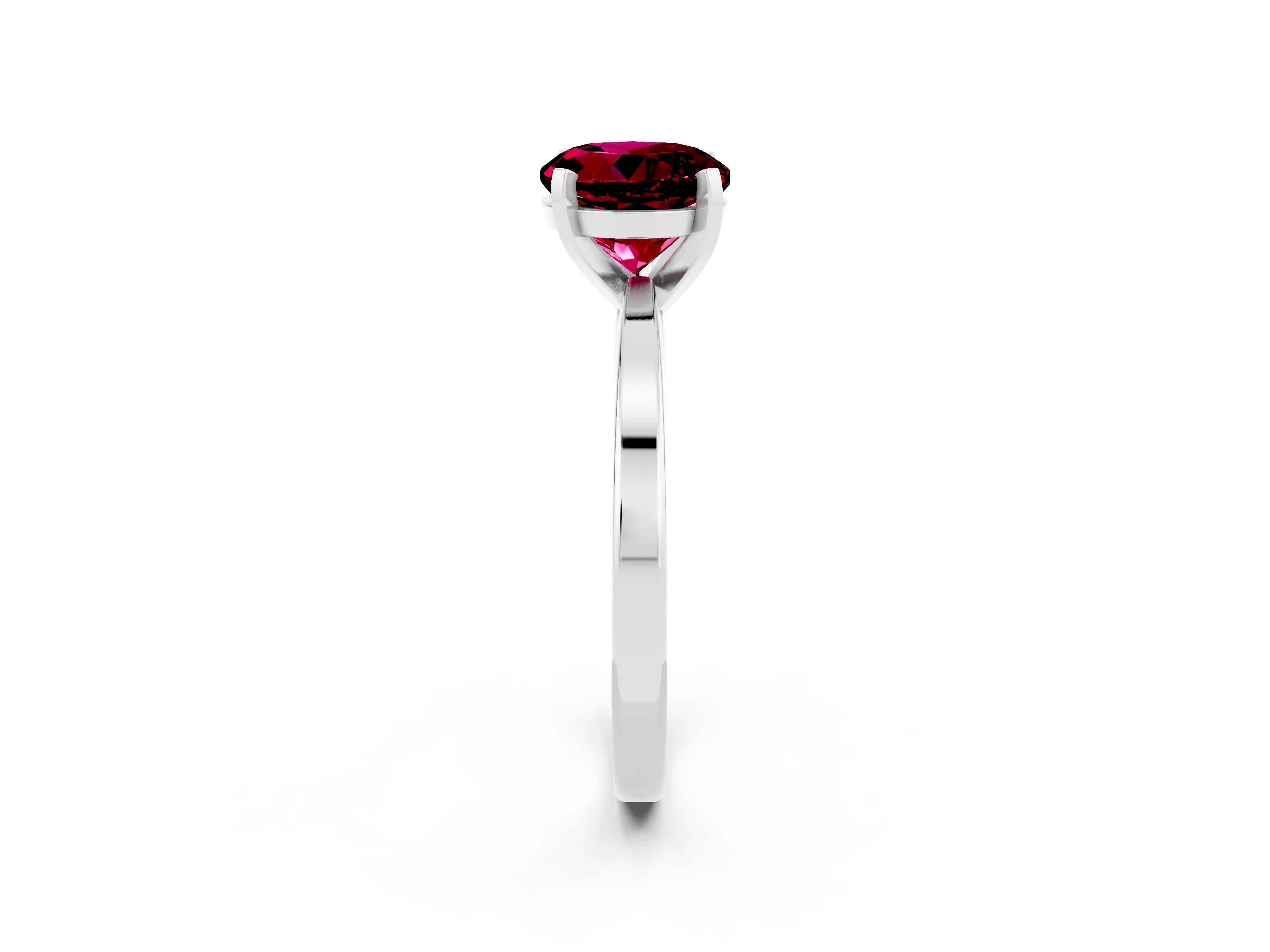 White gold Round Cut Garnet Solitaire Engagement Ring with Classic Band and Four-Prong Setting_26