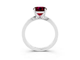 White gold Round Cut Garnet Solitaire Engagement Ring with Classic Band and Four-Prong Setting_27