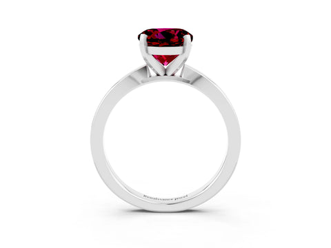 White gold Round Cut Garnet Solitaire Engagement Ring with Classic Band and Four-Prong Setting_27