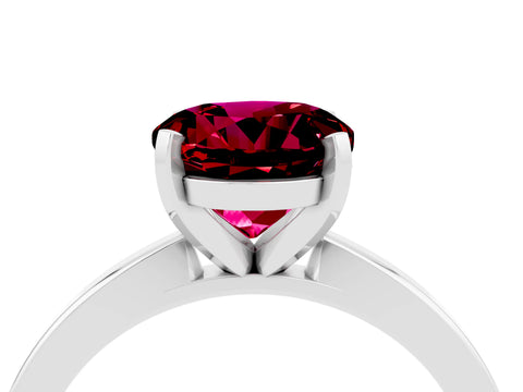 White gold Round Cut Garnet Solitaire Engagement Ring with Classic Band and Four-Prong Setting_28