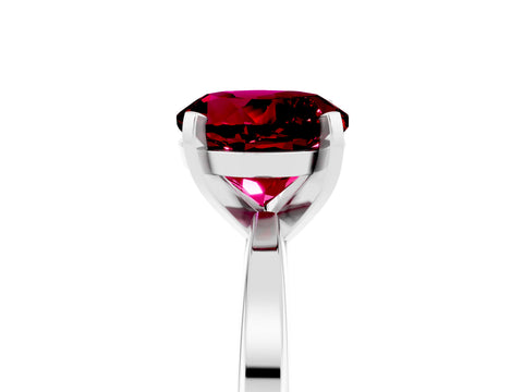 White gold Round Cut Garnet Solitaire Engagement Ring with Classic Band and Four-Prong Setting_29