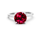 White gold Round Cut Garnet Solitaire Engagement Ring with Classic Band and Four-Prong Setting_48