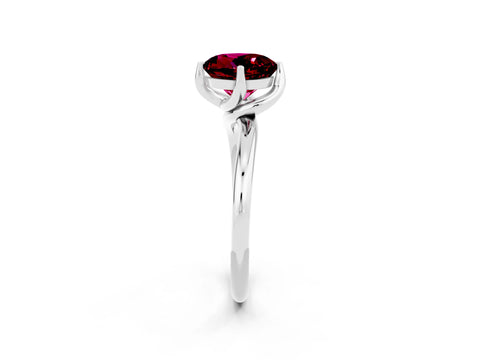 White gold Round Cut Garnet Solitaire Engagement Ring with Four-Prong Setting and Classic Band_48