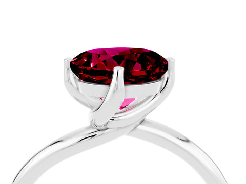 White gold Round Cut Garnet Solitaire Engagement Ring with Four-Prong Setting and Classic Band_50