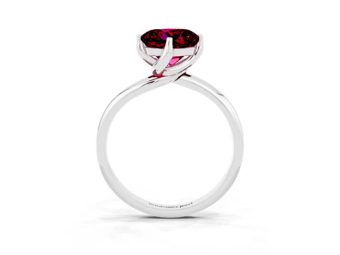 White gold Round Cut Garnet Solitaire Engagement Ring with Four-Prong Setting and Classic Band_51