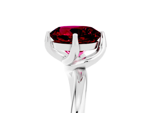 White gold Round Cut Garnet Solitaire Engagement Ring with Four-Prong Setting and Classic Band_53