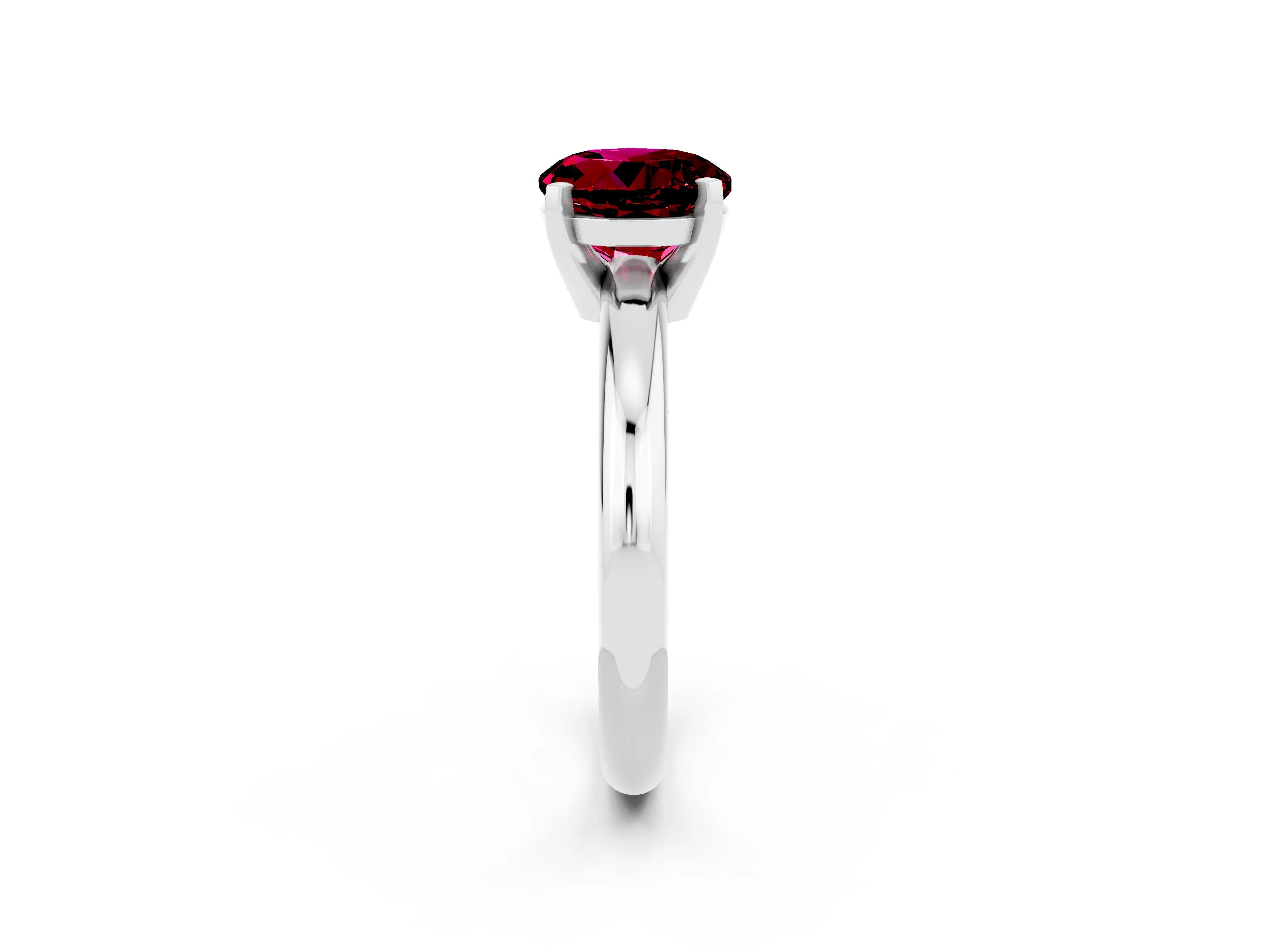 White gold Round Cut Garnet Solitaire Engagement Ring with Round Band and Four-Prong Setting_2