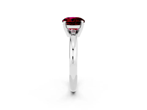 White gold Round Cut Garnet Solitaire Engagement Ring with Round Band and Four-Prong Setting_2