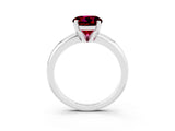 White gold Round Cut Garnet Solitaire Engagement Ring with Round Band and Four-Prong Setting_3