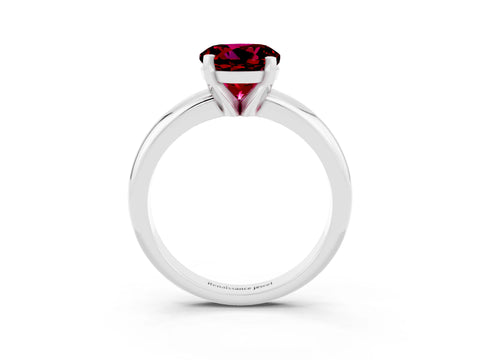 White gold Round Cut Garnet Solitaire Engagement Ring with Round Band and Four-Prong Setting_3