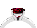 White gold Round Cut Garnet Solitaire Engagement Ring with Round Band and Four-Prong Setting_4