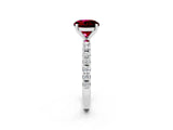 White gold Round Cut Garnet Solitaire Pavé Band with Four-Prong Setting_2