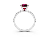 White gold Round Cut Garnet Solitaire Pavé Band with Four-Prong Setting_3