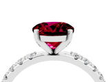 White gold Round Cut Garnet Solitaire Pavé Band with Four-Prong Setting_4
