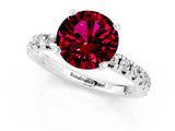 White gold Round Cut Garnet Solitaire Pavé Engagement Ring with Round Band and Prong Setting_13