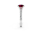 White gold Round Cut Garnet Solitaire Pavé Engagement Ring with Round Band and Prong Setting_14
