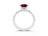 White gold Round Cut Garnet Solitaire Pavé Engagement Ring with Round Band and Prong Setting_15