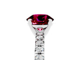 White gold Round Cut Garnet Solitaire Pavé Engagement Ring with Round Band and Prong Setting_17