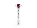 White gold Round Cut Garnet Solitaire Pavé Engagement Ring with Round Band and Prong Setting_68