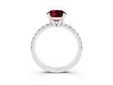 White gold Round Cut Garnet Solitaire Pavé Engagement Ring with Round Band and Prong Setting_69
