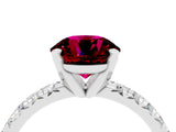 White gold Round Cut Garnet Solitaire Pavé Engagement Ring with Round Band and Prong Setting_70