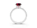 White gold Round Cut Garnet Solitaire Pavé Engagement Ring with Round Band and Prong Setting_81