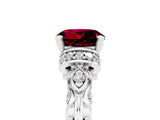 White gold Round Cut Garnet Solitaire Ring with Filigree Band and Four-Prong Setting_29