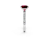 White gold Round Cut Garnet Solitaire Ring with Pavé Accents and Four-Prong Setting_2