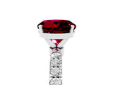 White gold Round Cut Garnet Solitaire Ring with Pavé Accents and Four-Prong Setting_5