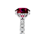 White gold Round Cut Garnet Solitaire Ring with Pavé Band and Four-Prong Setting_29