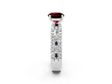 White gold Round Cut Garnet Solitaire Ring with Pavé and Channel Set Band_2