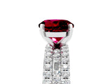 White gold Round Cut Garnet Solitaire Ring with Pavé and Channel Set Band_5